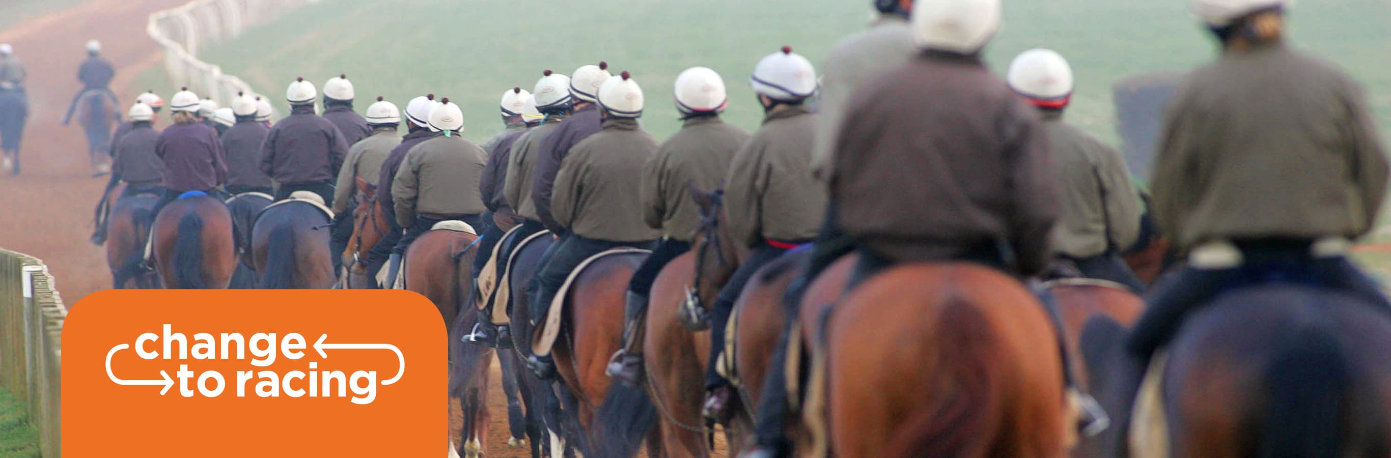 Race horses riding out with British Grooms Association Members